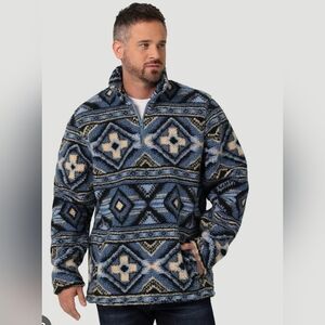 Wrangler Mens Southwestern Aztec Print Fleece Pullover Jacket Country Sz Large
